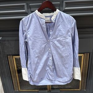 J. Crew Light Blue and White Classic Button Up Shirt Sz 4